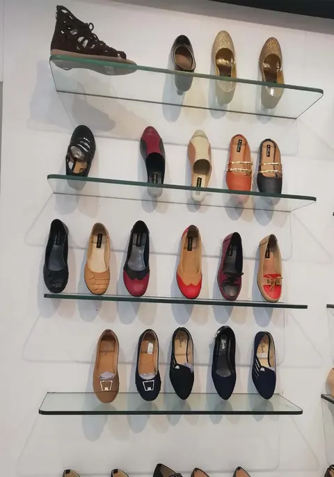 Ladies' flats and bellies on display in the showroom