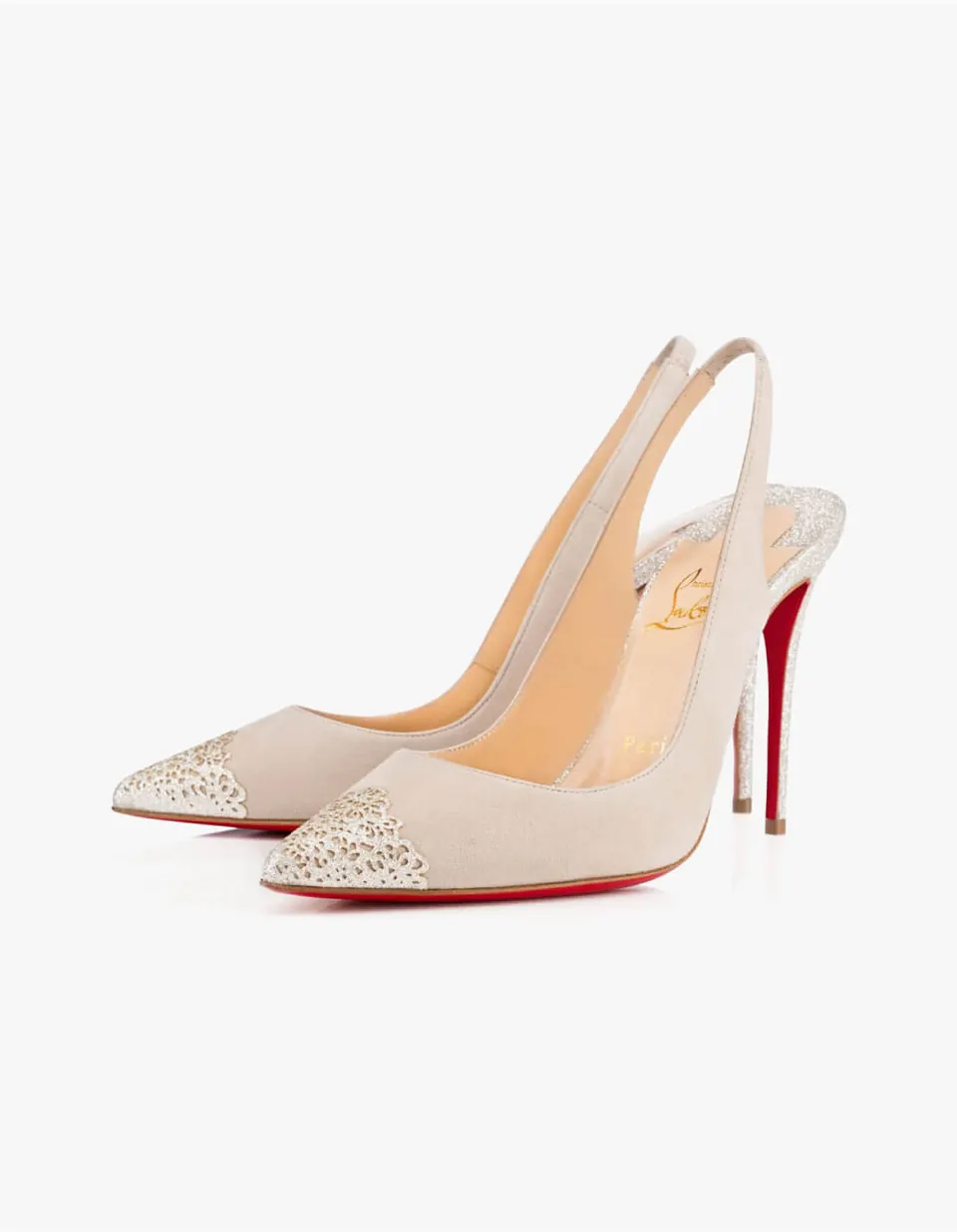 Nude slingback pointed heels for women