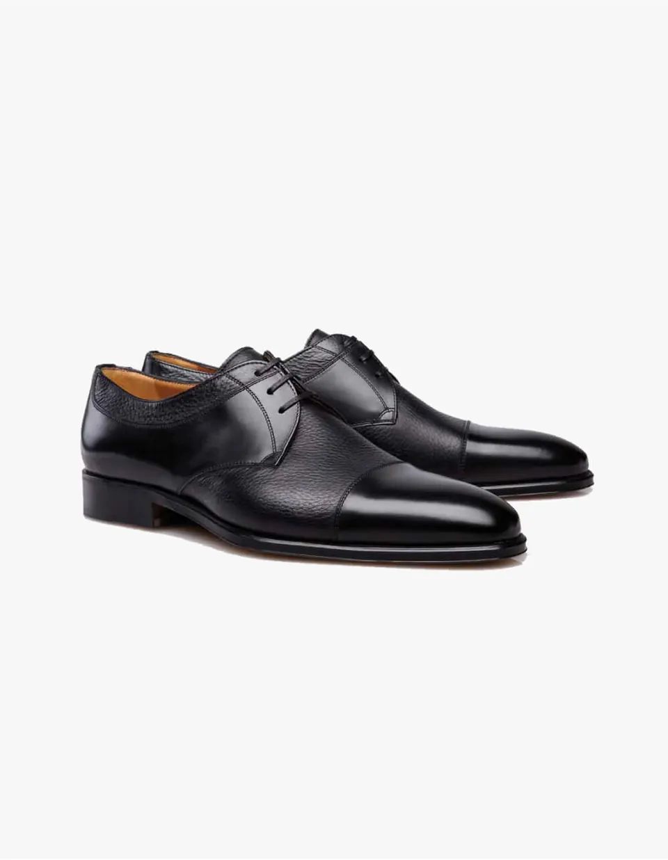 Black leather lace-up formal shoes for office wear