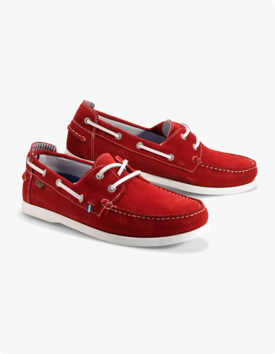 Red suede boat shoes for casual men's wear