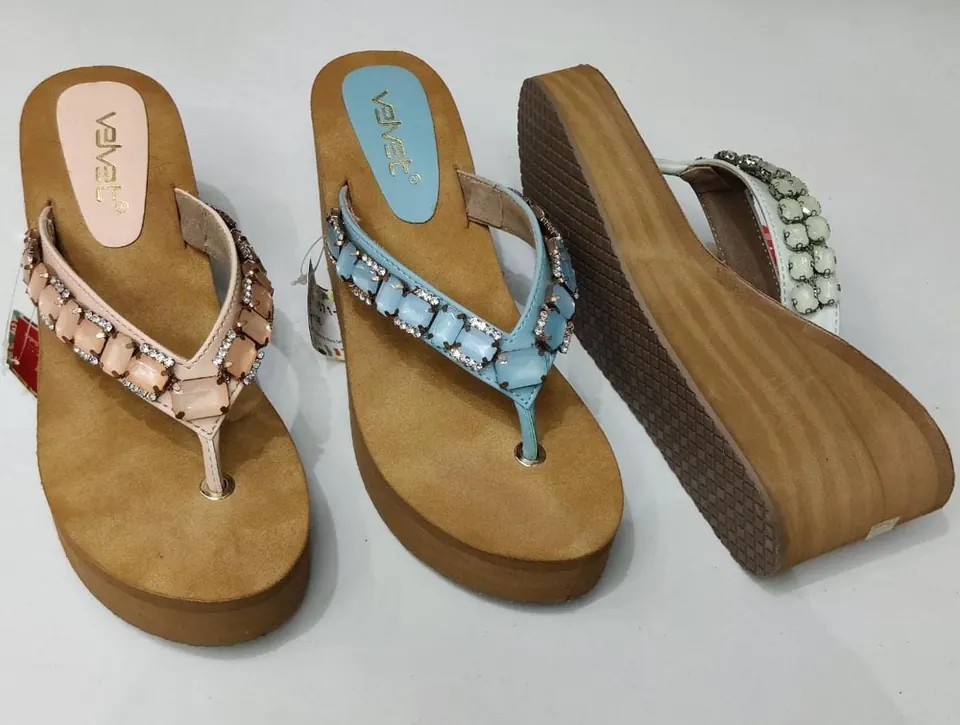 Ladies' wedge sandals and embellished flip-flops at Raja Footwear