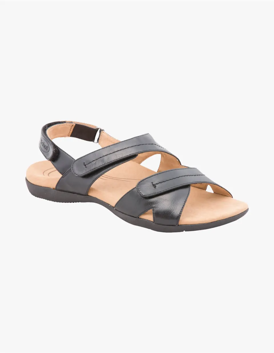 Grey and tan velcro walking sandals