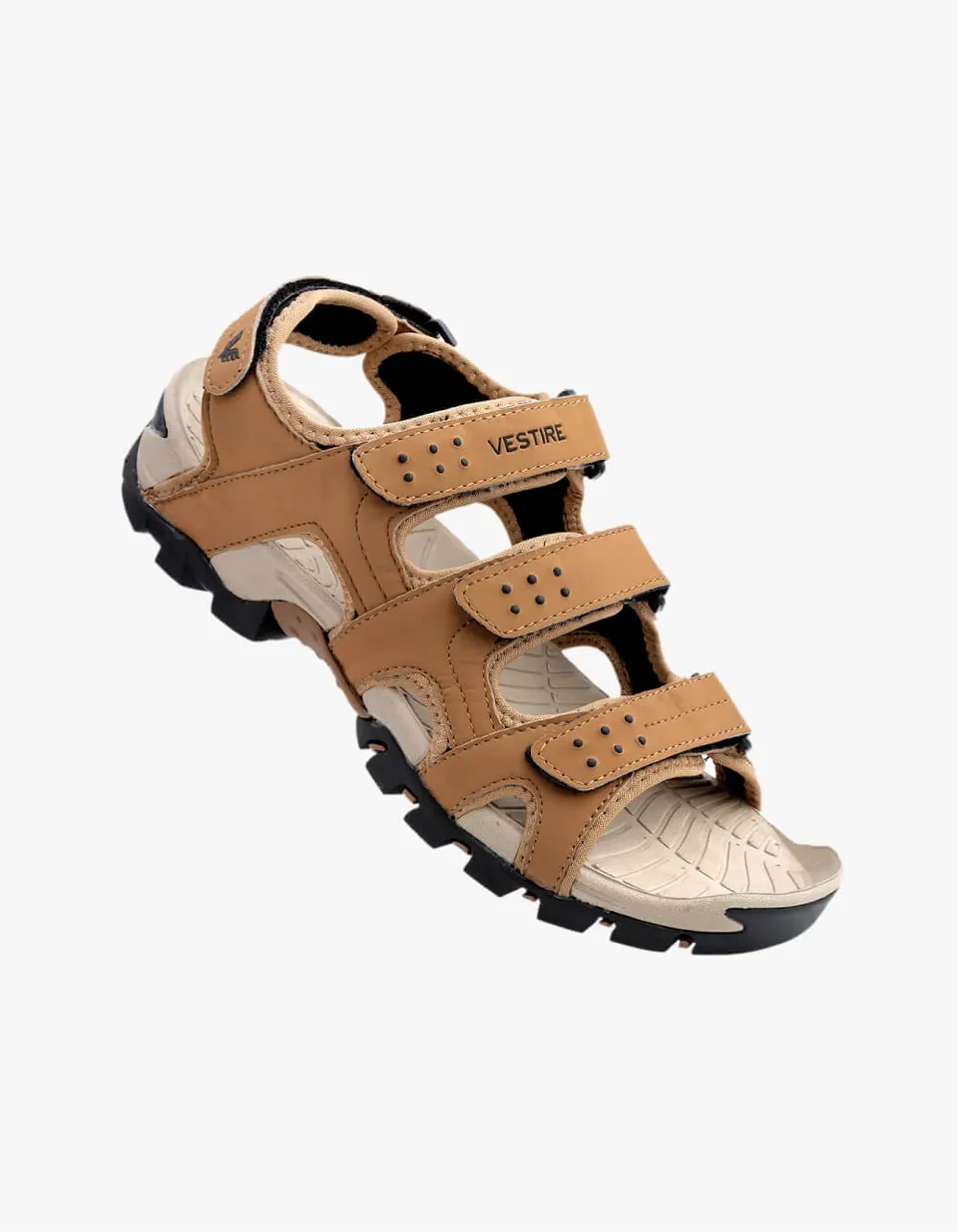 Tan sports sandals with adjustable velcro straps